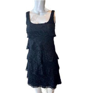 Velvet Torch Womens Tiered Mini Dress Ruffle Layered Sleeveless Black Size Small